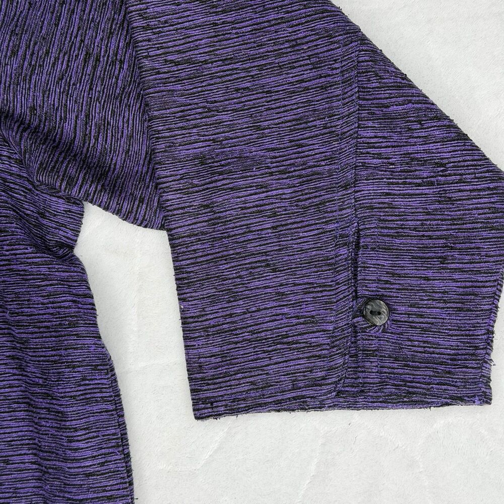 Chicos Design 100% Silk Top Size 2 - Large Purple Textured Button Down Blouse - Picture 9 of 16